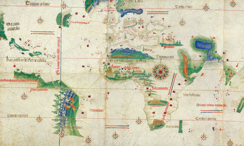 Descubrimientos clandestinos de portugueses. Mapa de Cantino